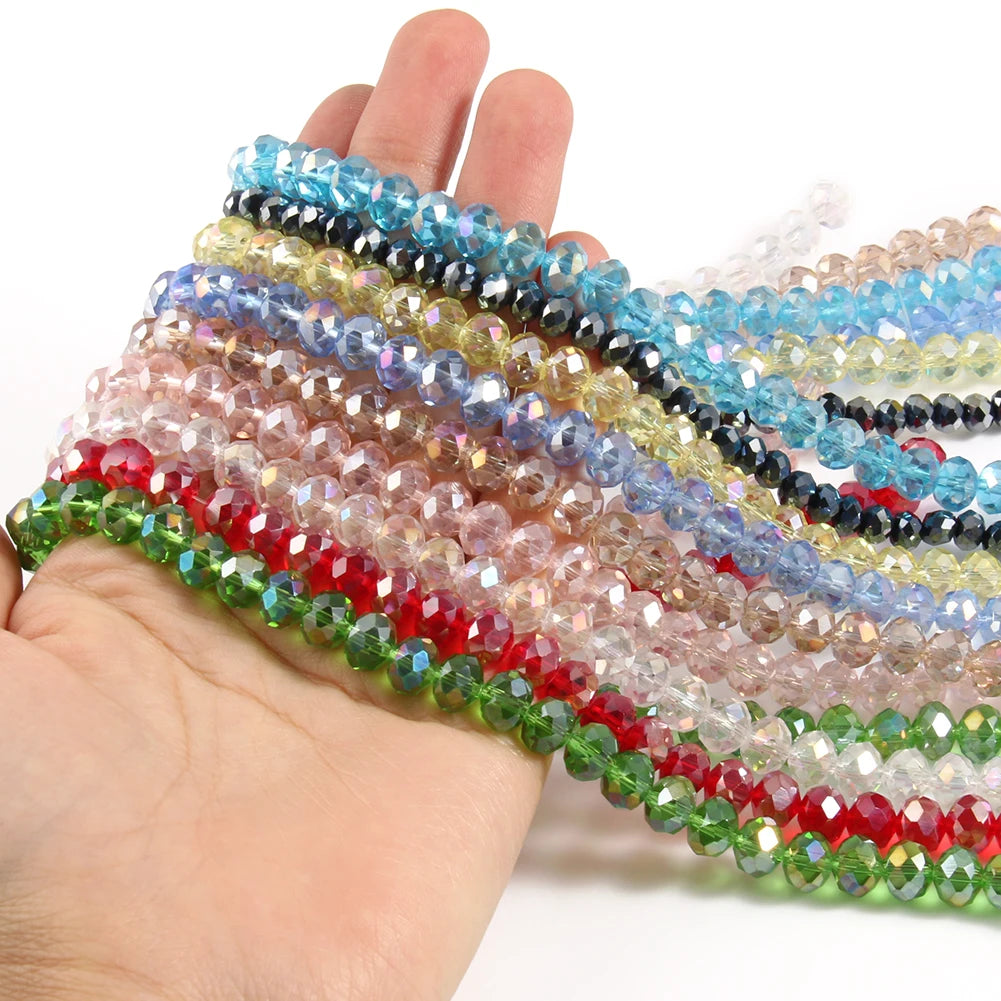 Glass Beads Faceted Round Multicolor Crystal-Style for DIY Jewelry Making