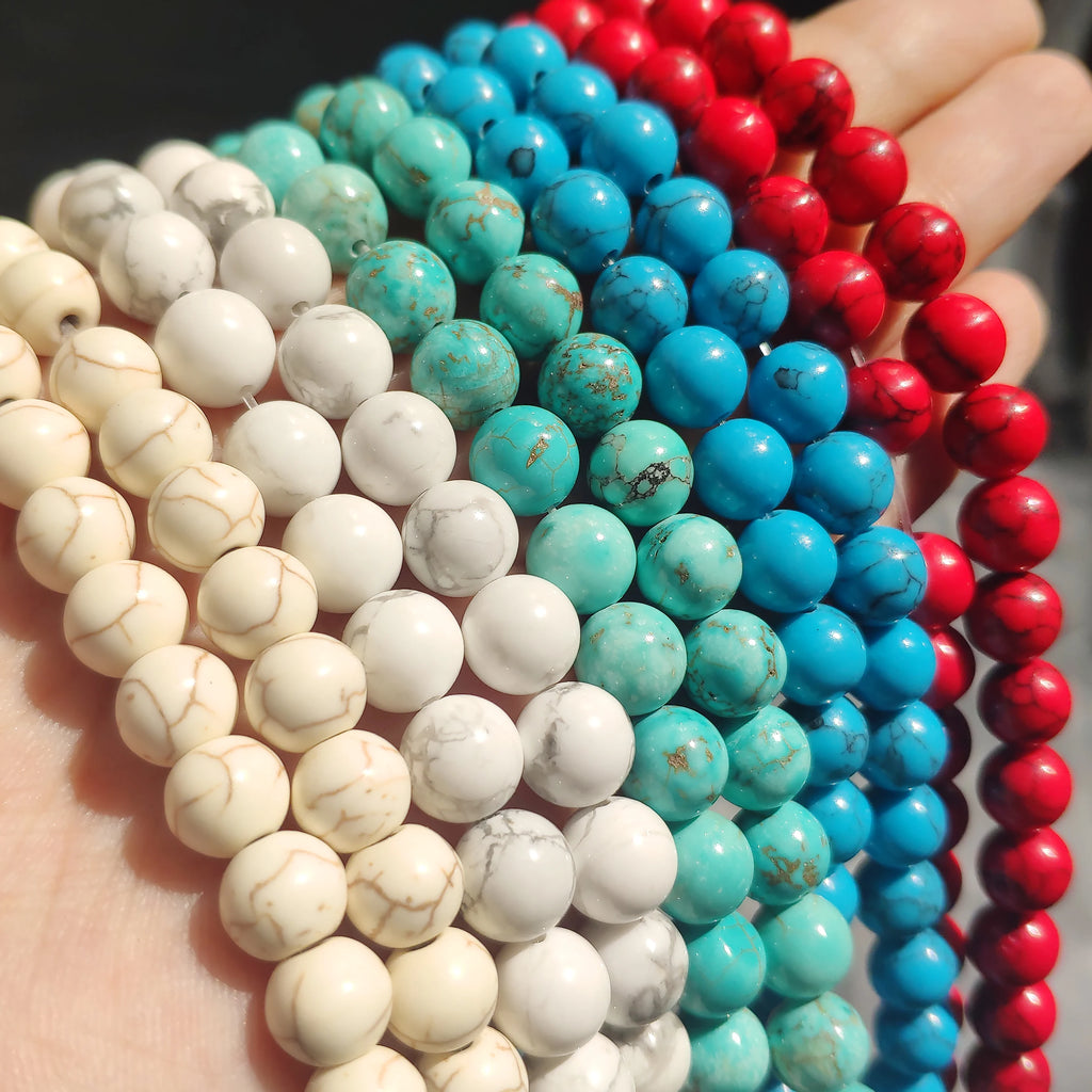 Stone Beads Round Turquoise Howlite Jasper Styles for DIY Jewelry Making