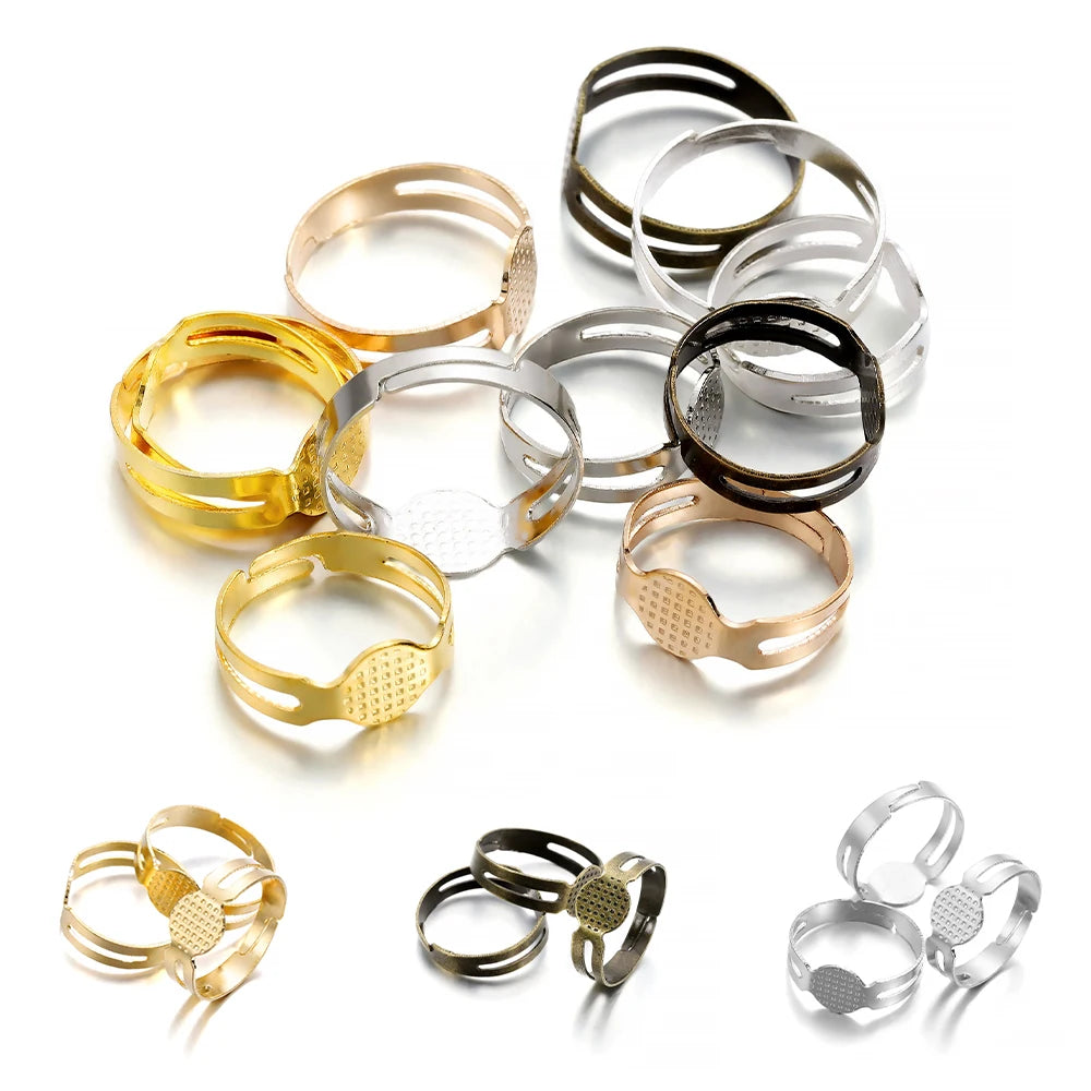 Ring Settings Adjustable Base Blank Rings DIY Jewelry Making Craft Supplies
