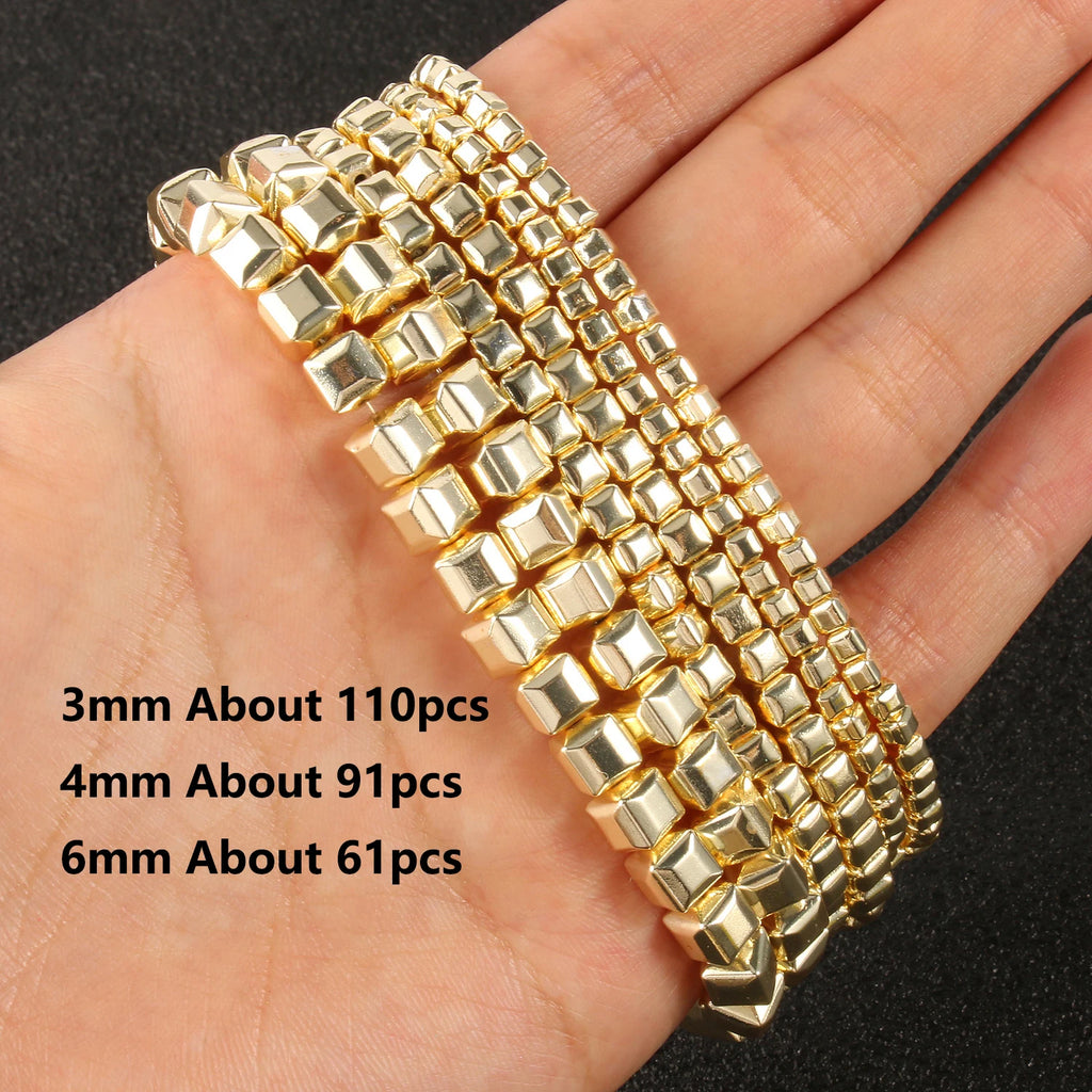Stone Beads Gold-Tone Hematite-Style Cross Star Heart for DIY Jewelry Making