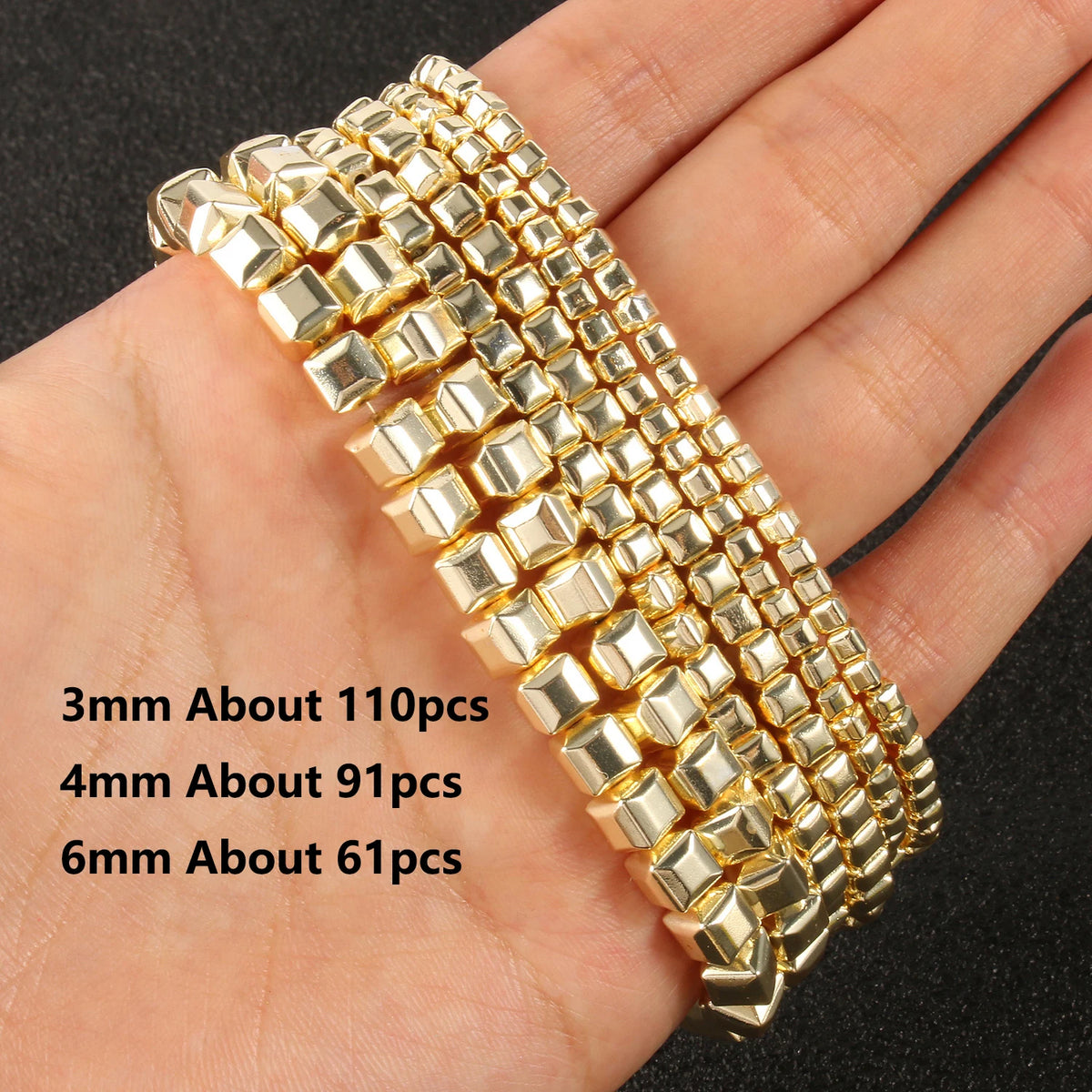 Stone Beads Gold-Tone Hematite-Style Cross Star Heart for DIY Jewelry Making
