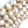 Stone Beads White Howlite-Style Gold-Tone Details for DIY Jewelry Making