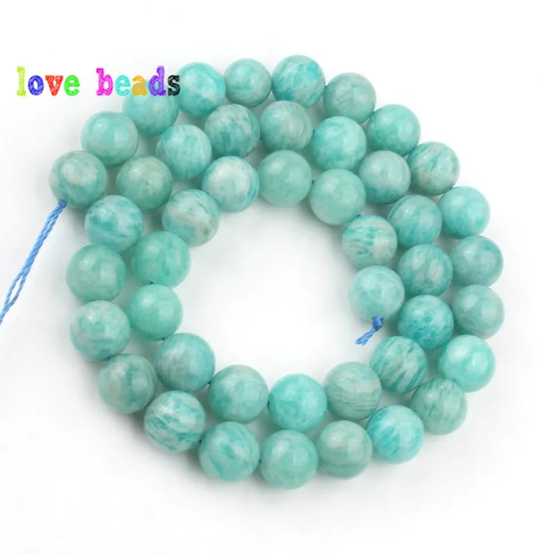 Stone Beads gem amazonite round strand for DIY Jewelry Making Bracelet Supplies