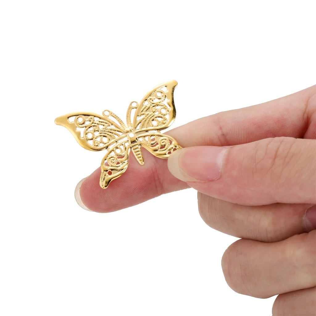 Jewelry Findings Butterfly Filigree Wraps Metal Charm Pendant DIY Jewelry Making