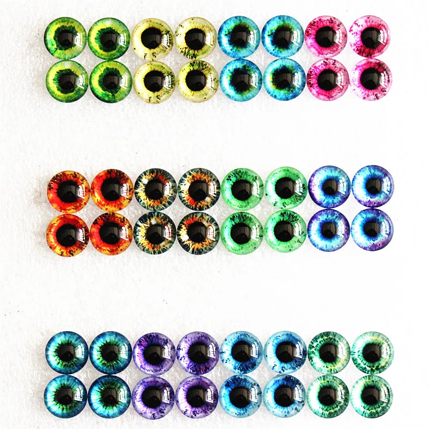 Doll Eyes From 6mm to 30mm Random Mixed Round Eyes In Pairs Pattern Glass Flatback Photo Cabochons Base DIY Msking Accessories