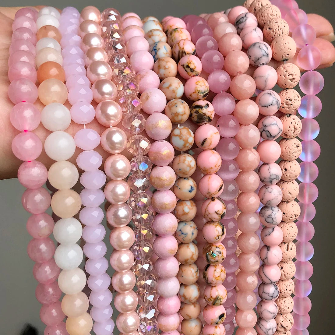 Beads Stones Rose Quartzs Pink Crystal Cat Eye Howlite-Style Jades-Style