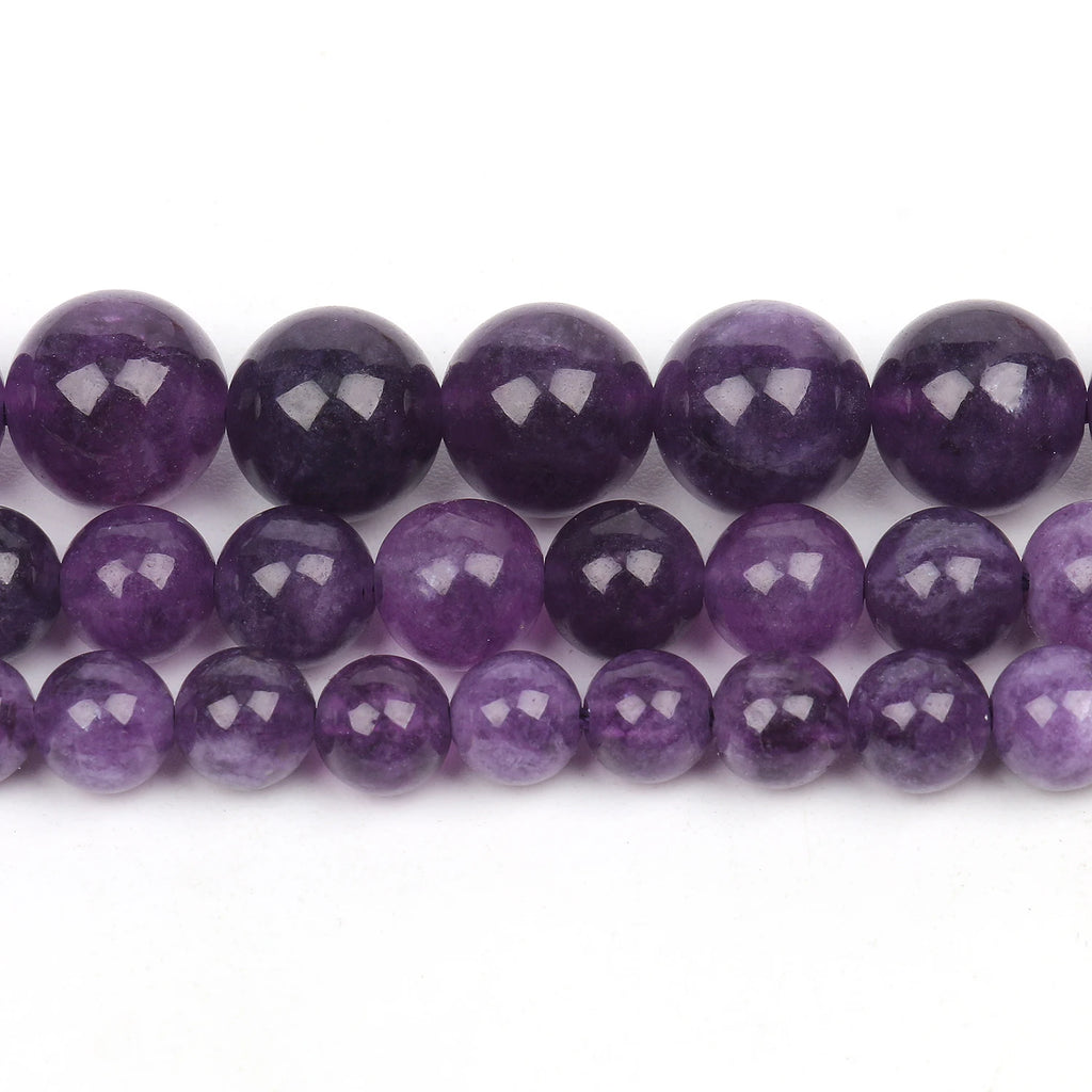 Stone Beads Round Purple Amethyst-Style for DIY Jewelry Making Bracelet Supplies