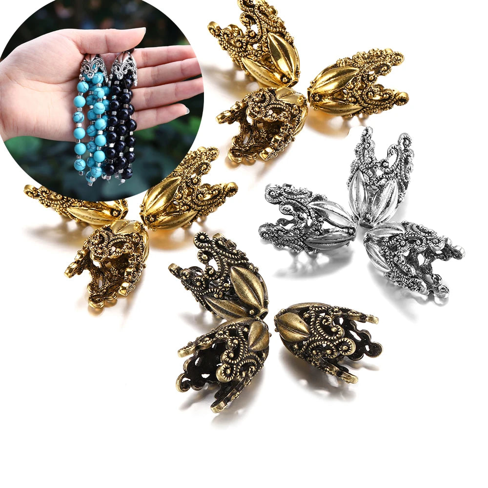 Earring Components Alloy Hollow Flower Caps Various Shapes End Craft Supplies