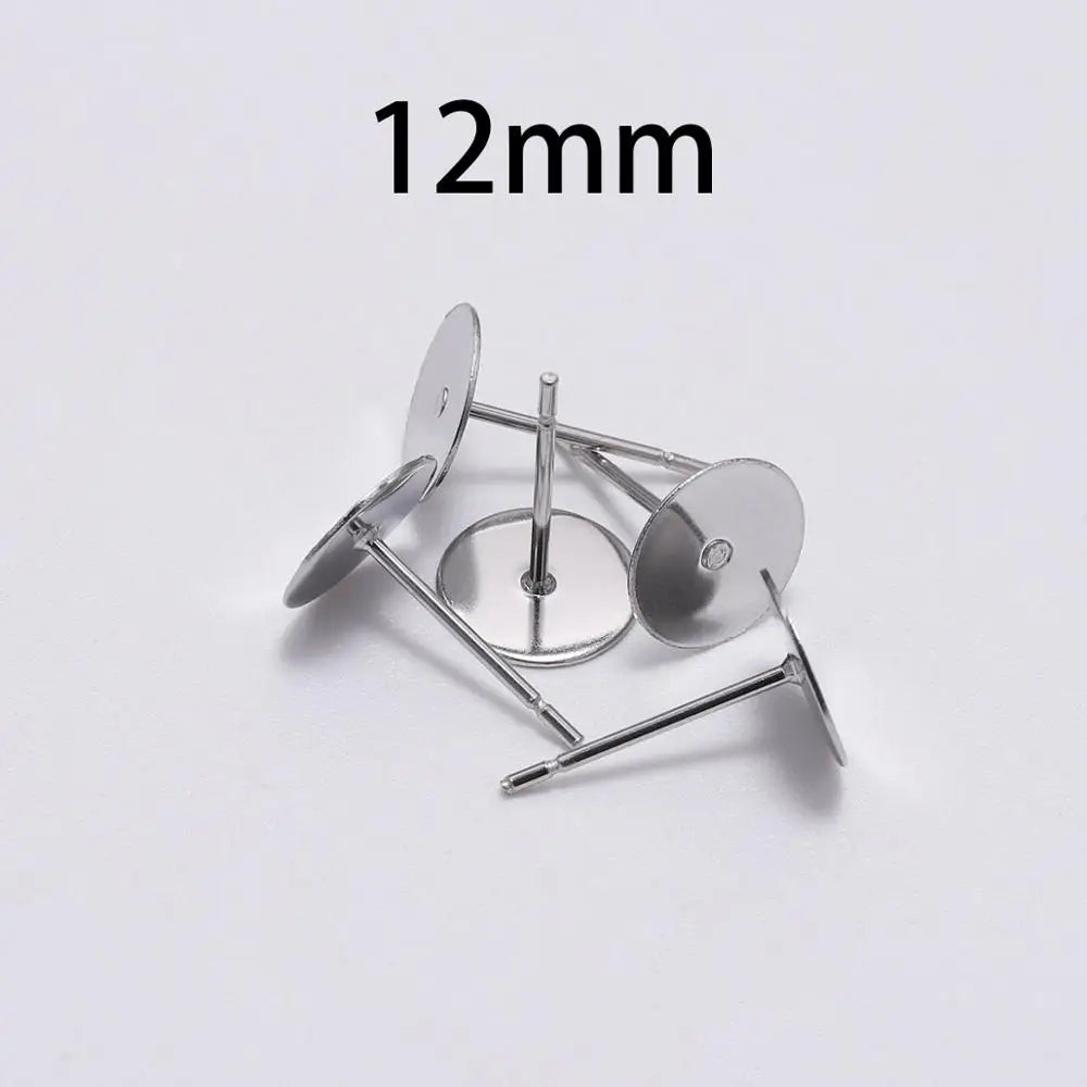 Ring Settings Stainless Steel Blank Earring Stud Base Cabochon Craft Supplies