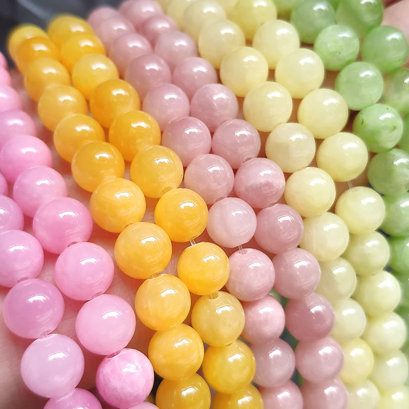 Stone Beads Round Jade Chalcedony Styles for DIY Jewelry Making Craft Beads