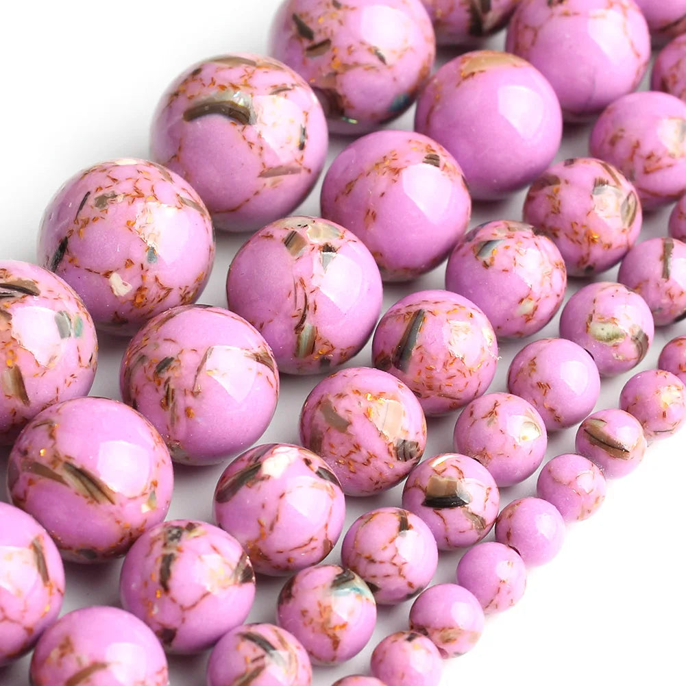 Stone Beads White Howlite-Style Gold-Tone Details for DIY Jewelry Making