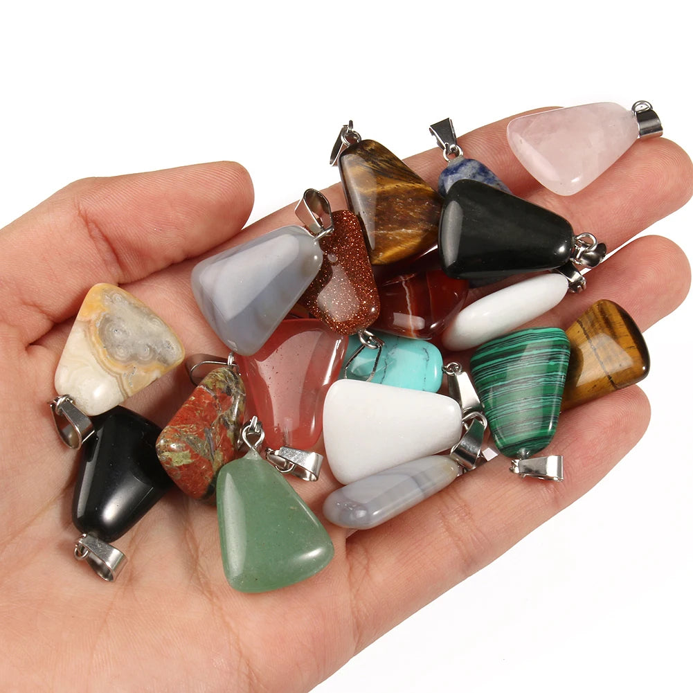 Stone Pendants Water-Drop Mixed Style Charms DIY Jewelry Making Craft Supplies
