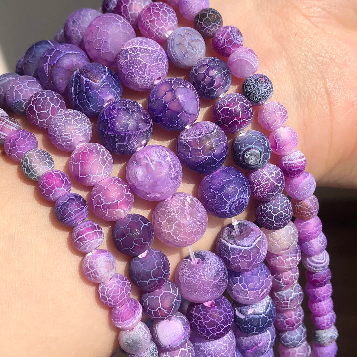 Stone Beads Matte Round Picasso Jasper Agate Styles for DIY Jewelry Making