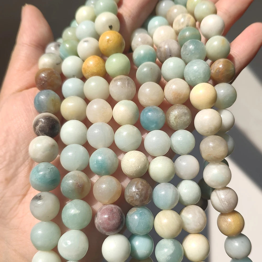 Stone Beads Colorful Round Amazonite-Style Spacers for DIY Jewelry Making