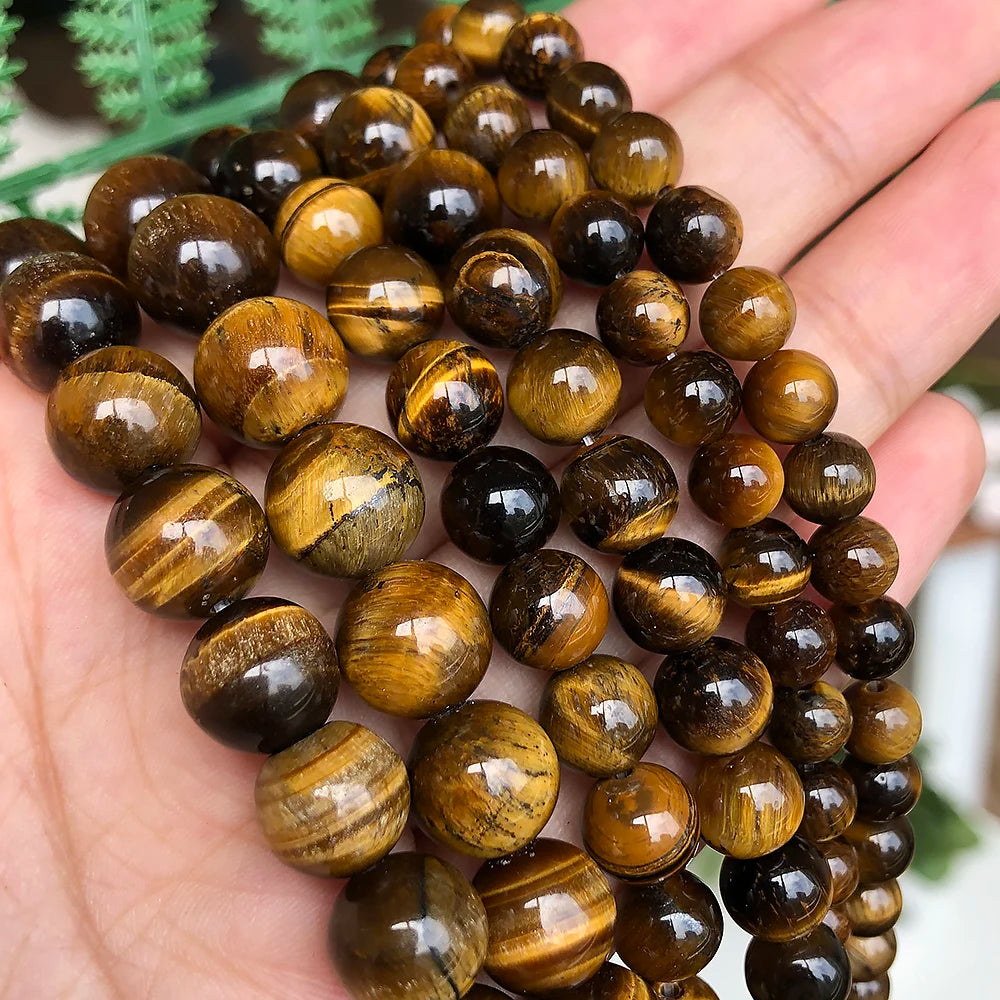 Stone Beads Round Yellow Tiger Eye for DIY Jewelry Making Bracelet Supplies