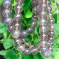 Stone Beads Smooth Round Gray Agate-Style for DIY Jewelry Making Craft Beads