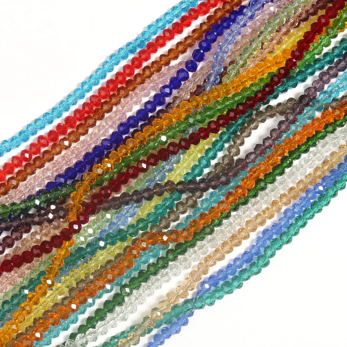 Glass Beads Multicolor Transparent Faceted Oval Shape Crystal Bracelet Supplies