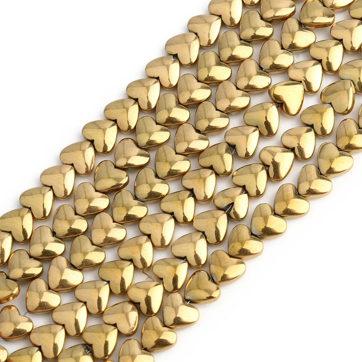 Stone Beads Color Retention Gold-Plated Hematite Heart Flat Round Craft Beads
