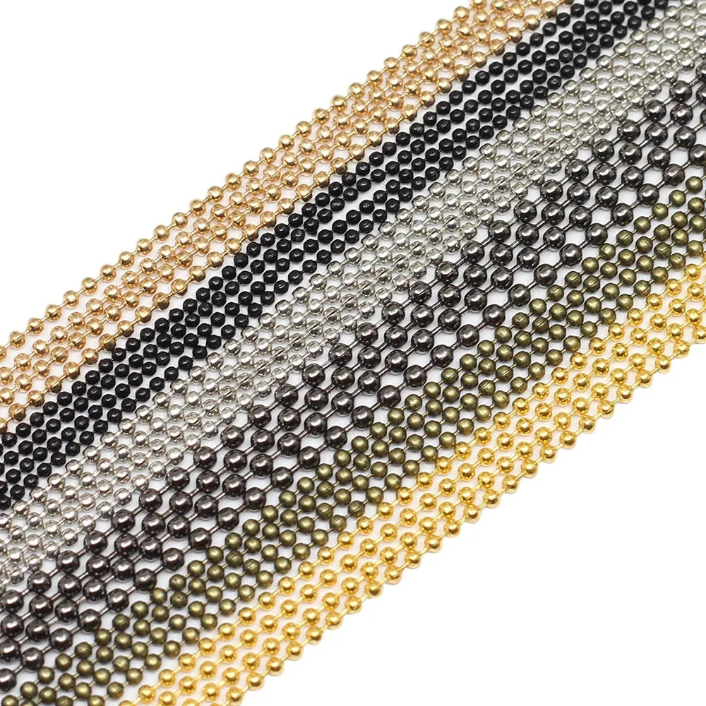 Metal Beads Dia Gold Black Color Ball Chains Necklaces for DIY Jewelry Making