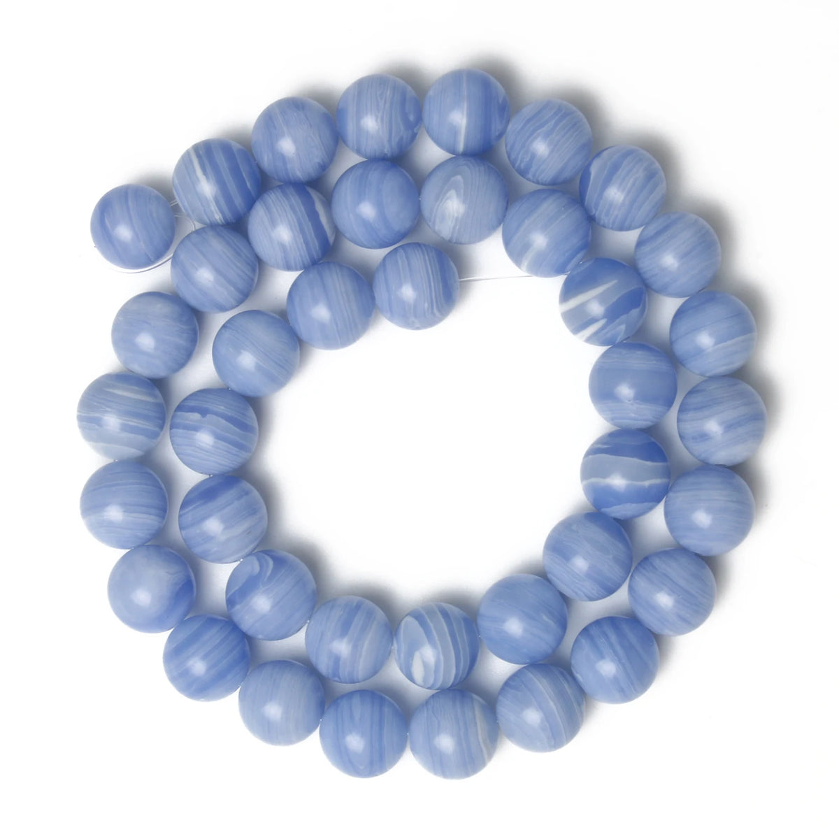 Stone Beads Round Blue Lace Agate-Style for DIY Jewelry Making Bracelet Supplies