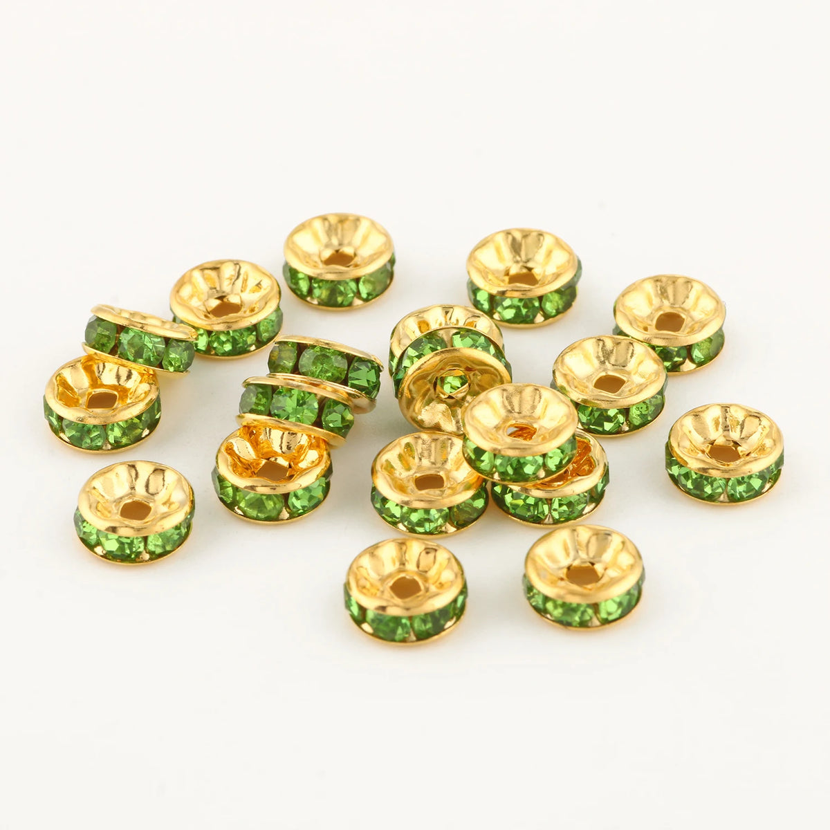 Metal Beads Gold Color Rhinestone Rondelle Spacers for DIY Jewelry Making