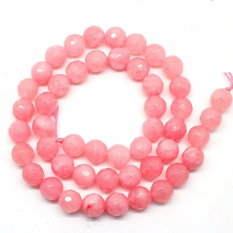 Stone Beads Faceted Pink Blue Chalcedony-Style Jades-Style Agates Round