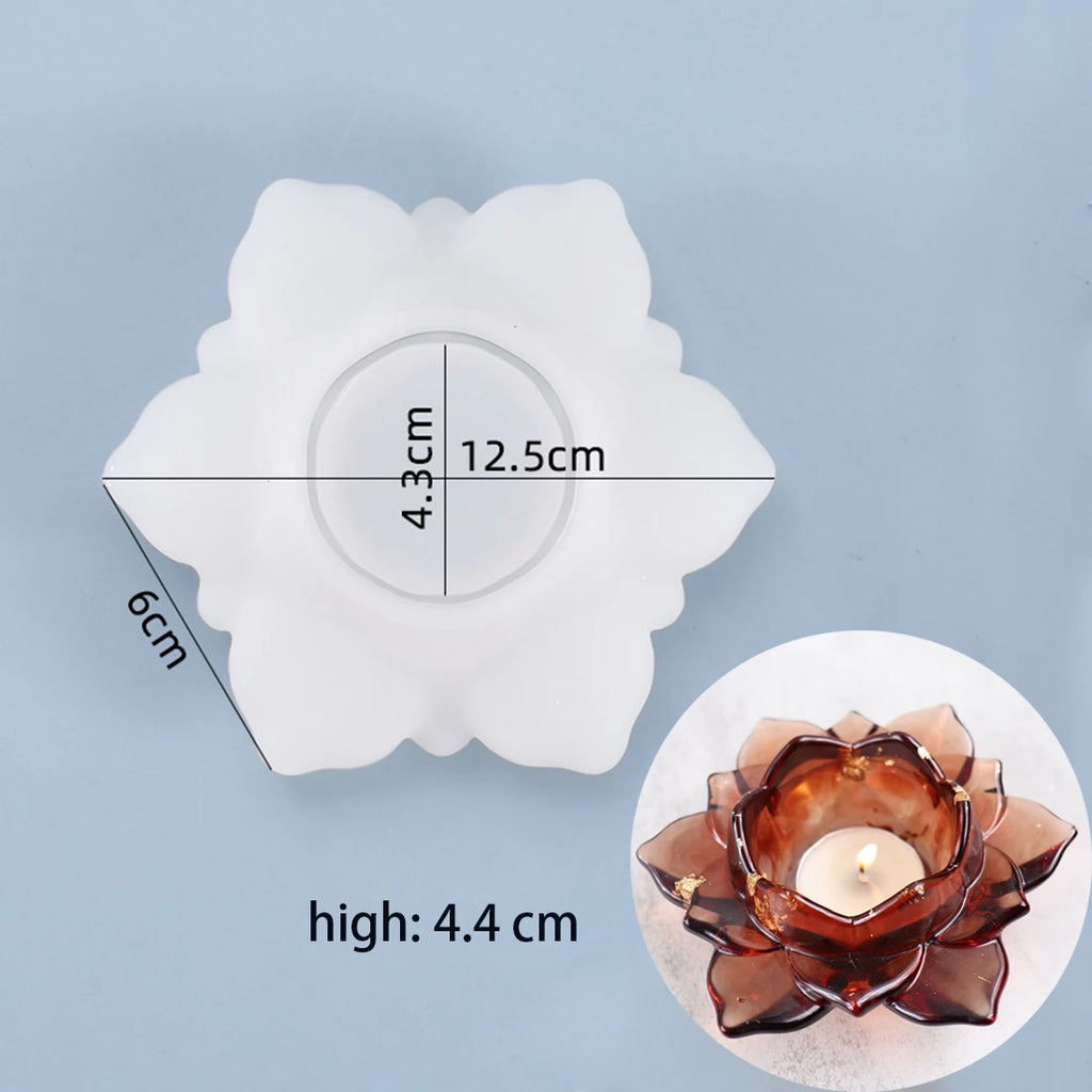 3D Lotus Candlestick Silicone Mold for DIY Planter Storage Box Craft Making Concrete Resin Plaster Mould Candle Holder Mold Tool