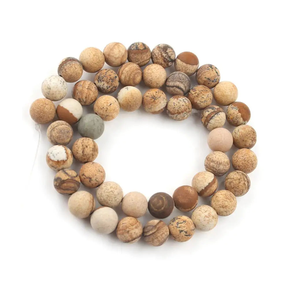 Stone Beads Matte Round Picture Jasper-Style for DIY Jewelry Making Craft Beads