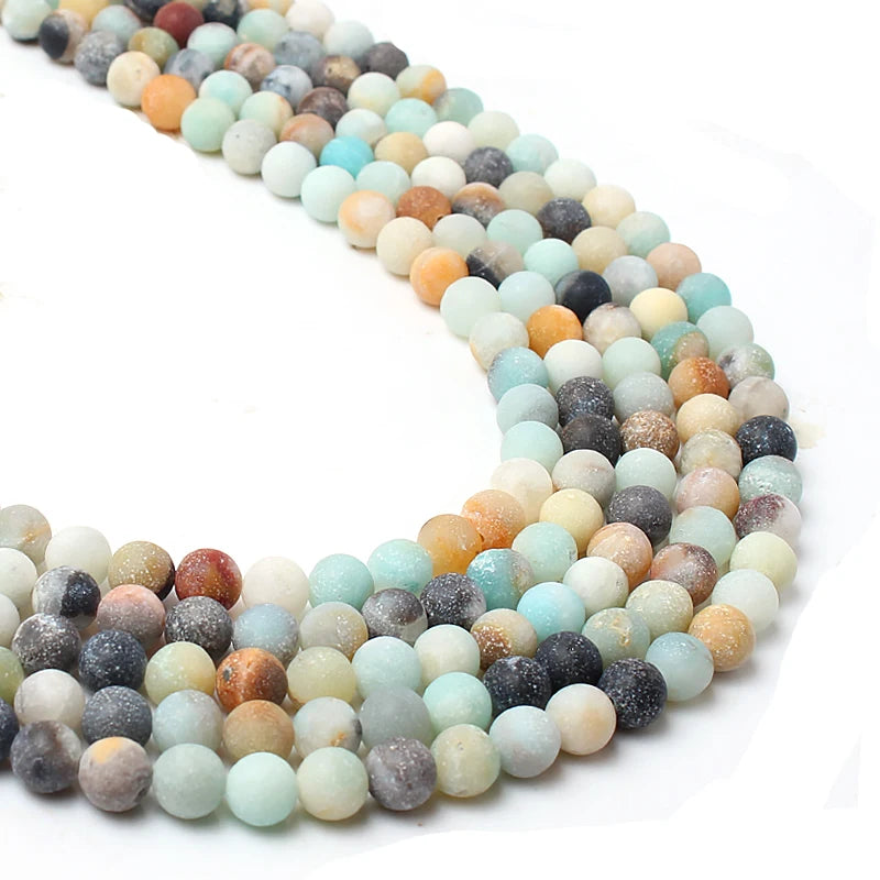 Stone Beads Matte Amazonite Agate Aventurine Styles for DIY Jewelry Making