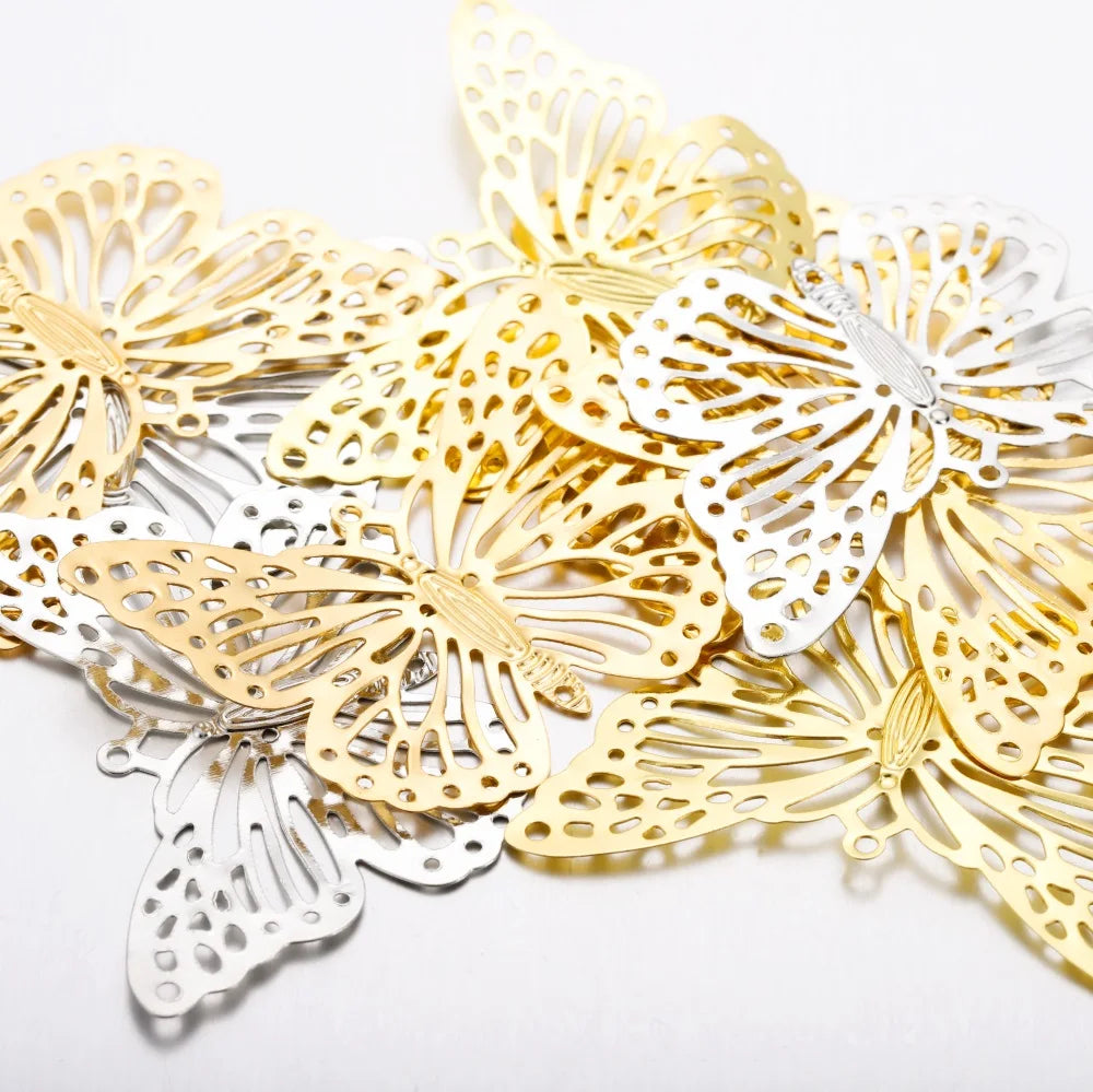 Jewelry Findings Butterfly Filigree Wraps Metal Charm Pendant DIY Jewelry Making
