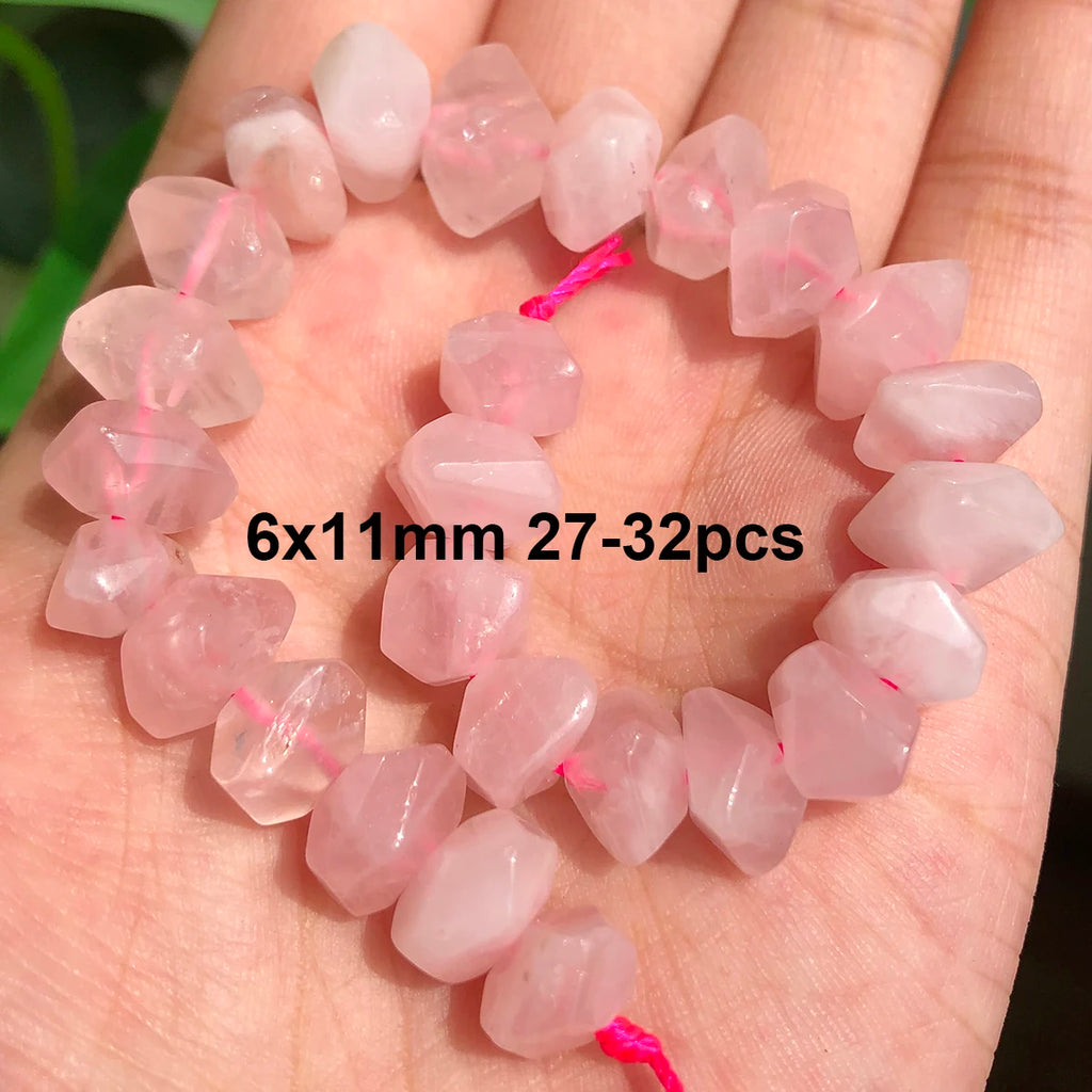 Stone Beads Pink Rose Quartz-Style Mixed Shapes for DIY Jewelry Making