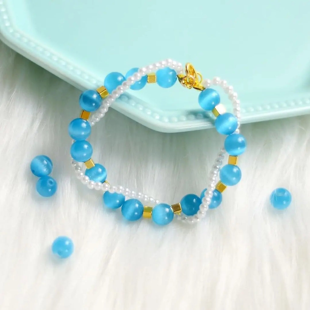 Glass Beads Pink Cat Eye Opal-Style Round for DIY Jewelry Making Craft Beads