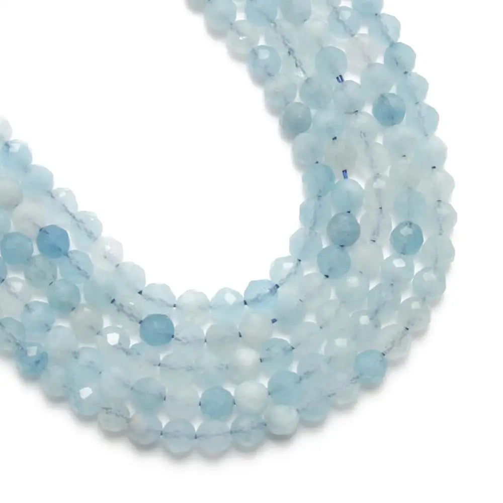 Stone Beads Blue Aquamarines-Style Gems Faceted Tiny Bracelet Bracelet Supplies