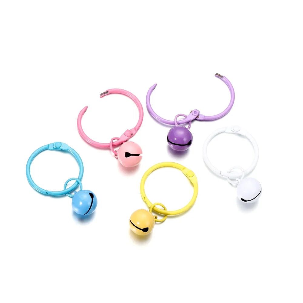 Keychain Findings Colorful Key Rings Circle With Bell Pendant DIY Jewelry Making