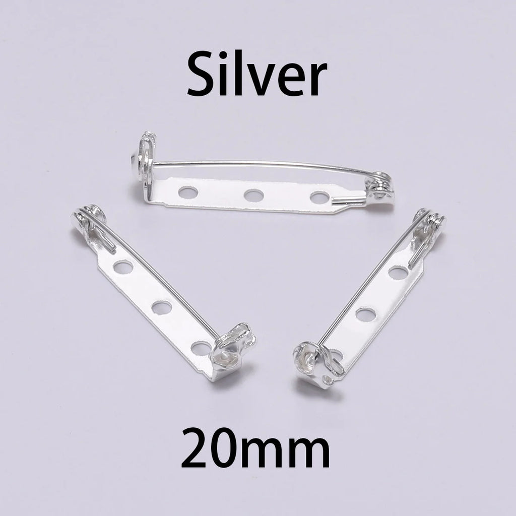 20pcs 20 25 32mm Plated Brooch Clip Base Blank Safe Lock Brooch Base Pin For Jewelry Making Findings Diy Jewelry Accessories