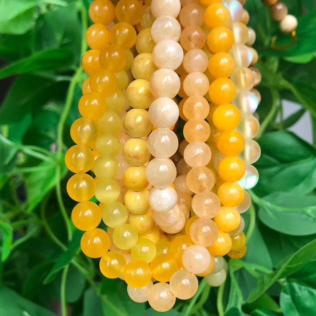 Stone Beads Round Yellow Jade Agate Hematite Styles for DIY Jewelry Making