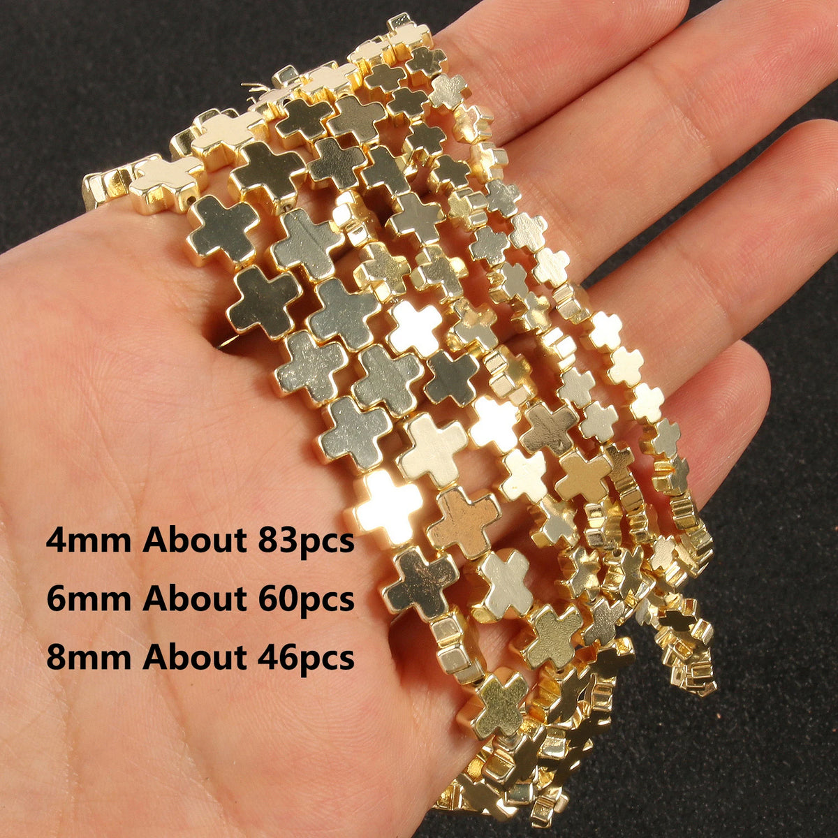 Stone Beads Gold-Tone Hematite-Style Cross Star Heart for DIY Jewelry Making