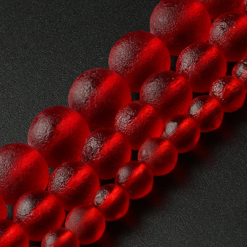 Glass Beads Matte Red Meteorite-Style Round for DIY Jewelry Making Craft Beads