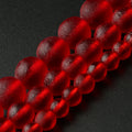 Glass Beads Matte Red Meteorite-Style Round for DIY Jewelry Making Craft Beads