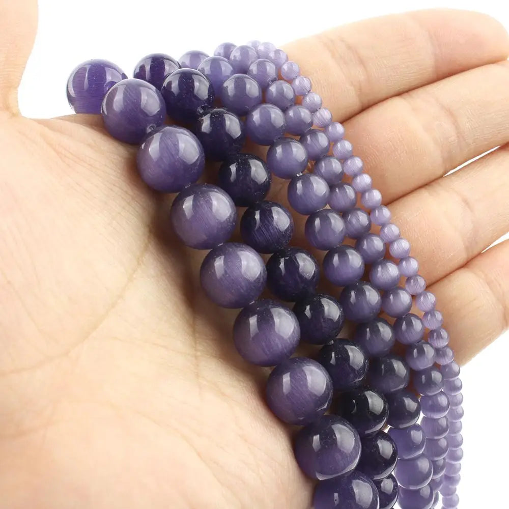 Glass Beads Round Cat Eye Opal-Style Mixed Colors for DIY Jewelry Making