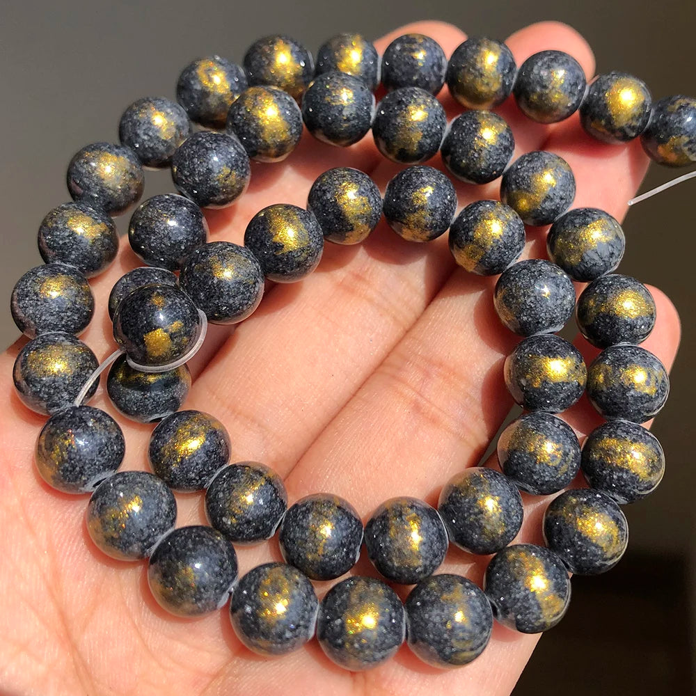 Stone Beads White Howlite-Style Gold-Tone Details for DIY Jewelry Making