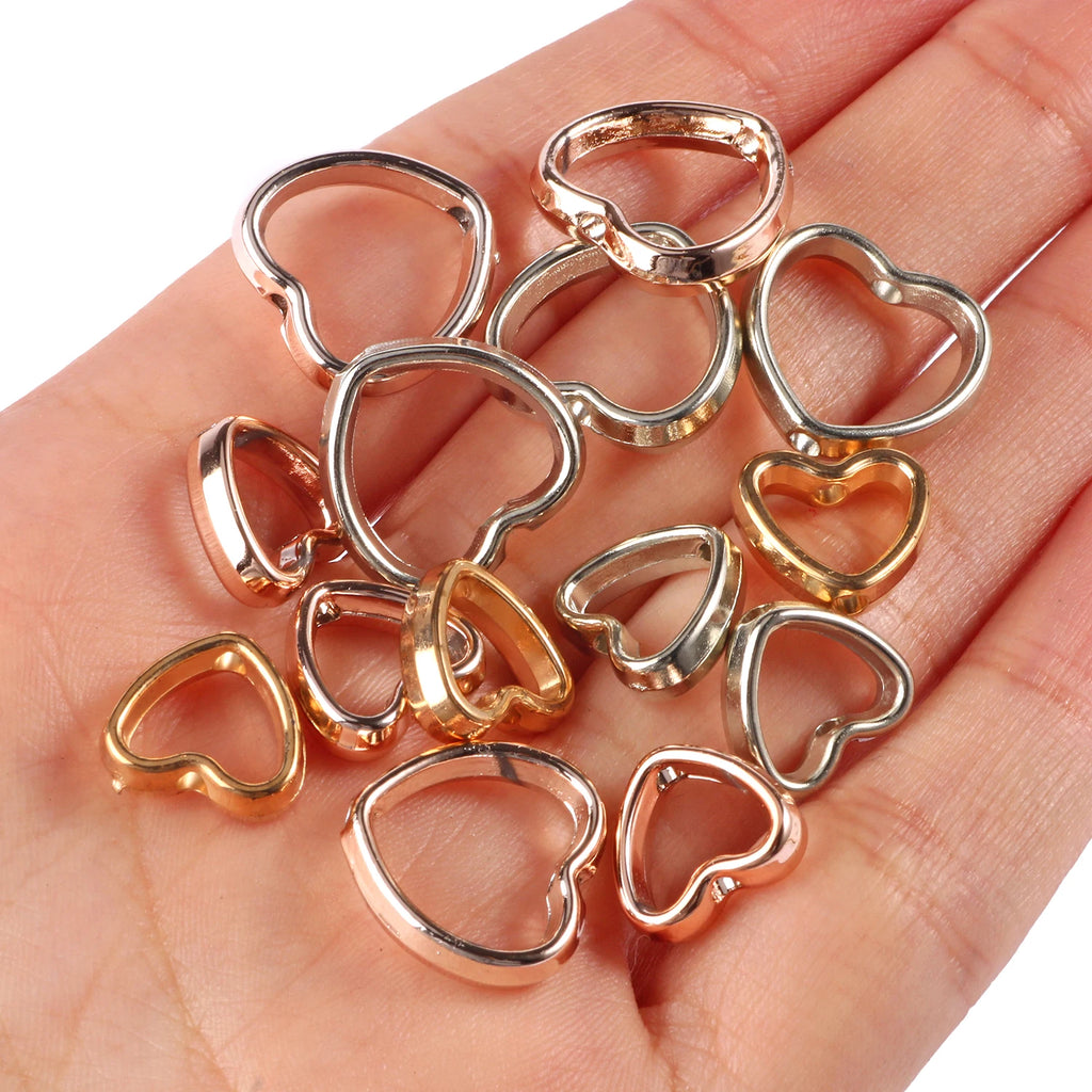 CCB Bead Frames Gold Color Heart Double-Hole for DIY Jewelry Making Craft Beads