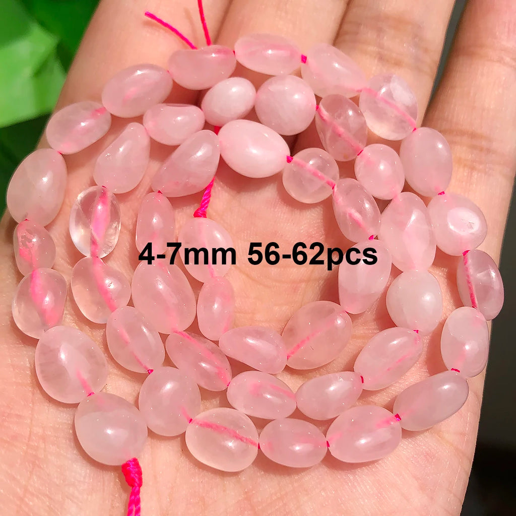 Stone Beads Pink Rose Quartz-Style Mixed Shapes for DIY Jewelry Making