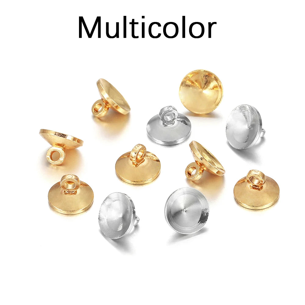 Jewelry Findings End Caps Connector Fit Round Pendants Necklace Craft Supplies