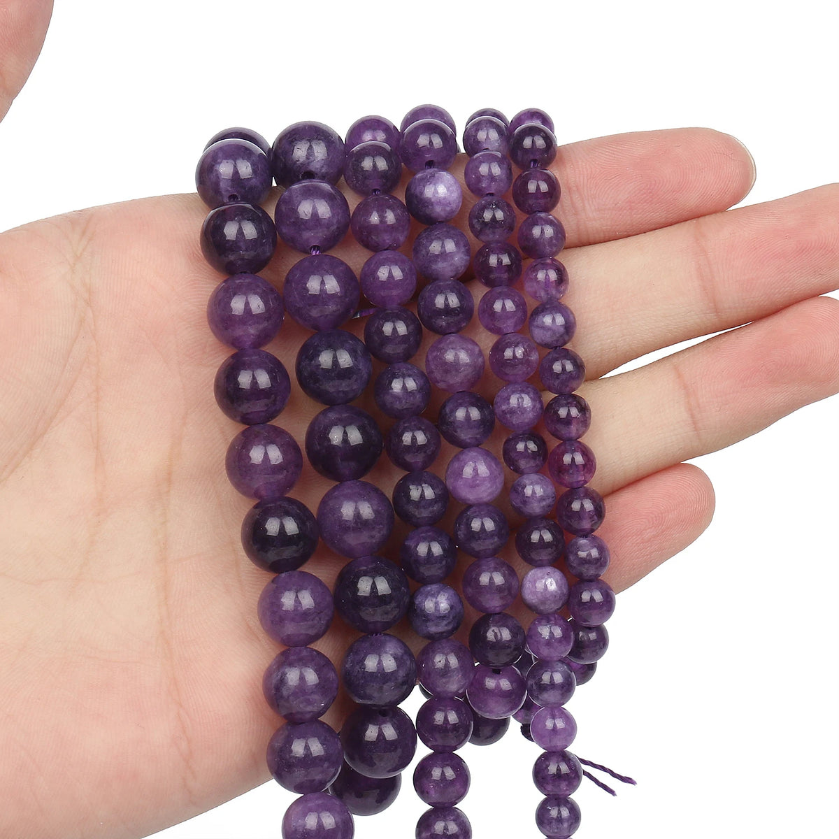 Stone Beads Round Purple Amethyst-Style for DIY Jewelry Making Bracelet Supplies