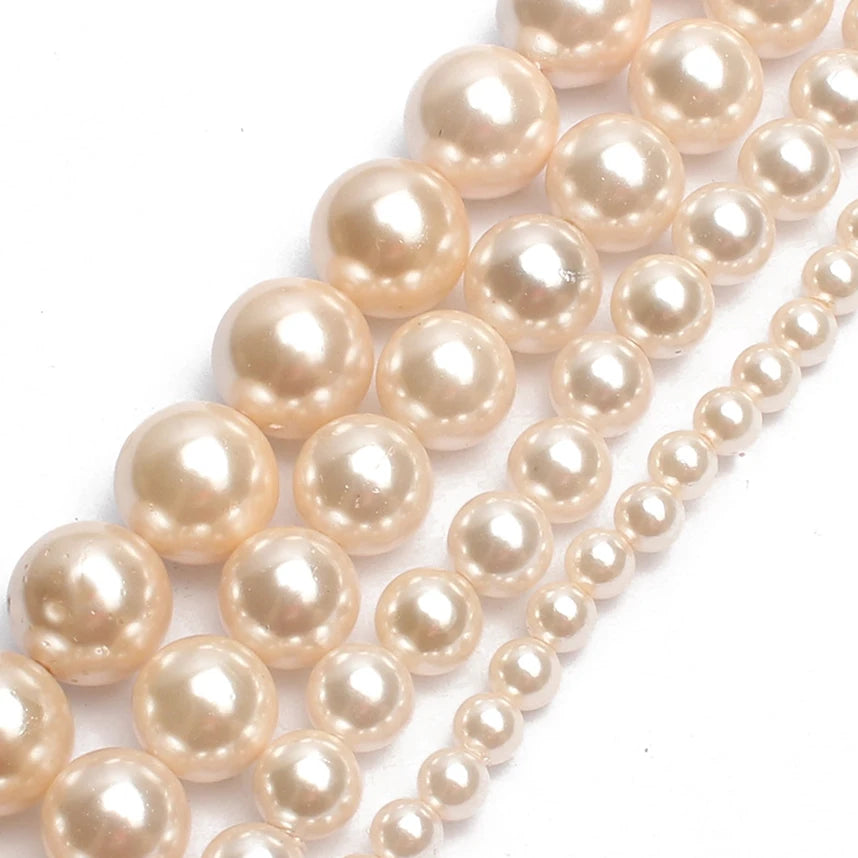 Shell Beads Round Pearl-Style Assorted Colors for DIY Jewelry Making Craft Beads
