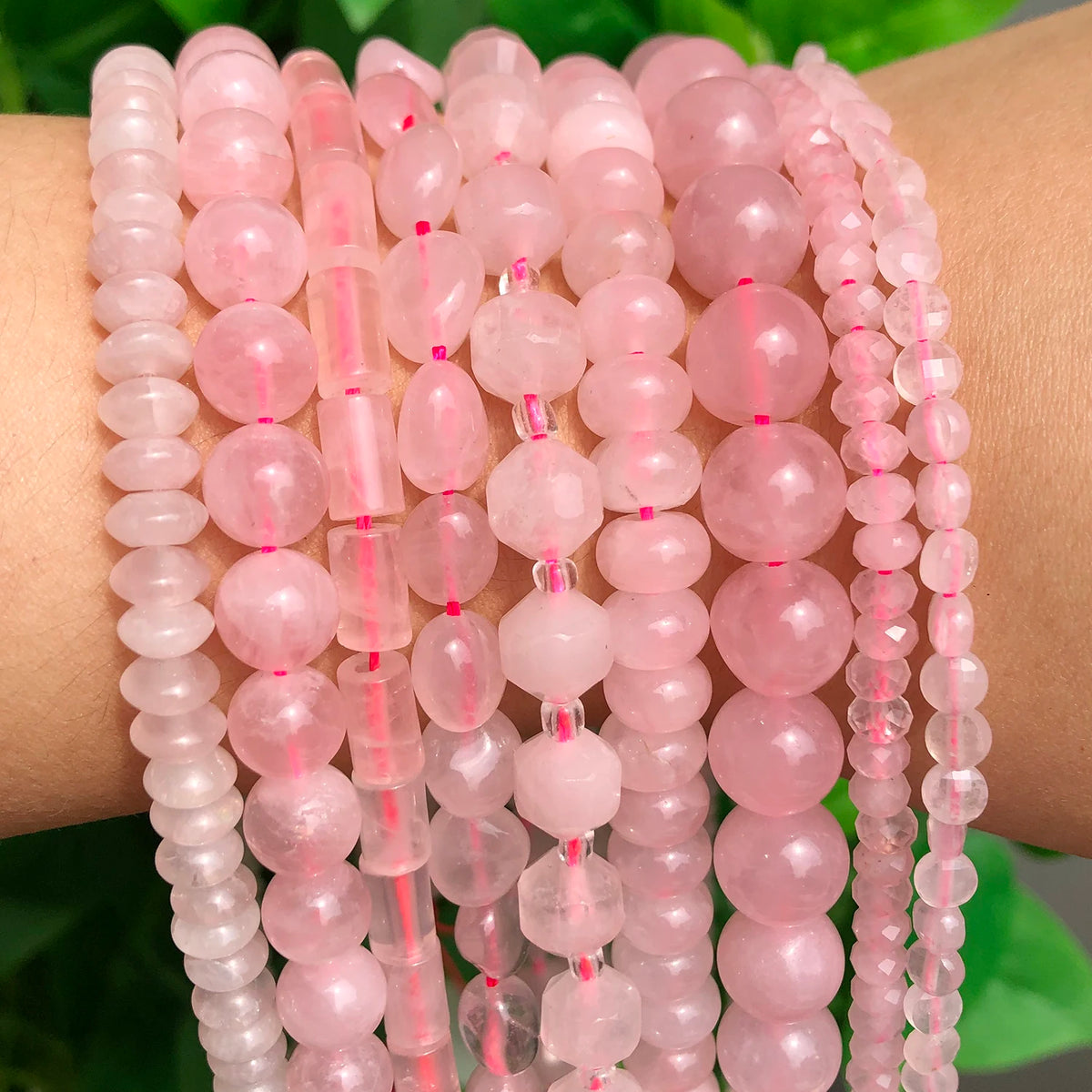 Stone Beads Pink Rose Quartz-Style Mixed Shapes for DIY Jewelry Making