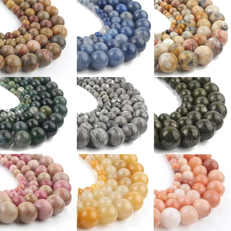 Stone Beads Style Mineral Amazonite Rhodonite Sediment Jades-Style Craft Beads
