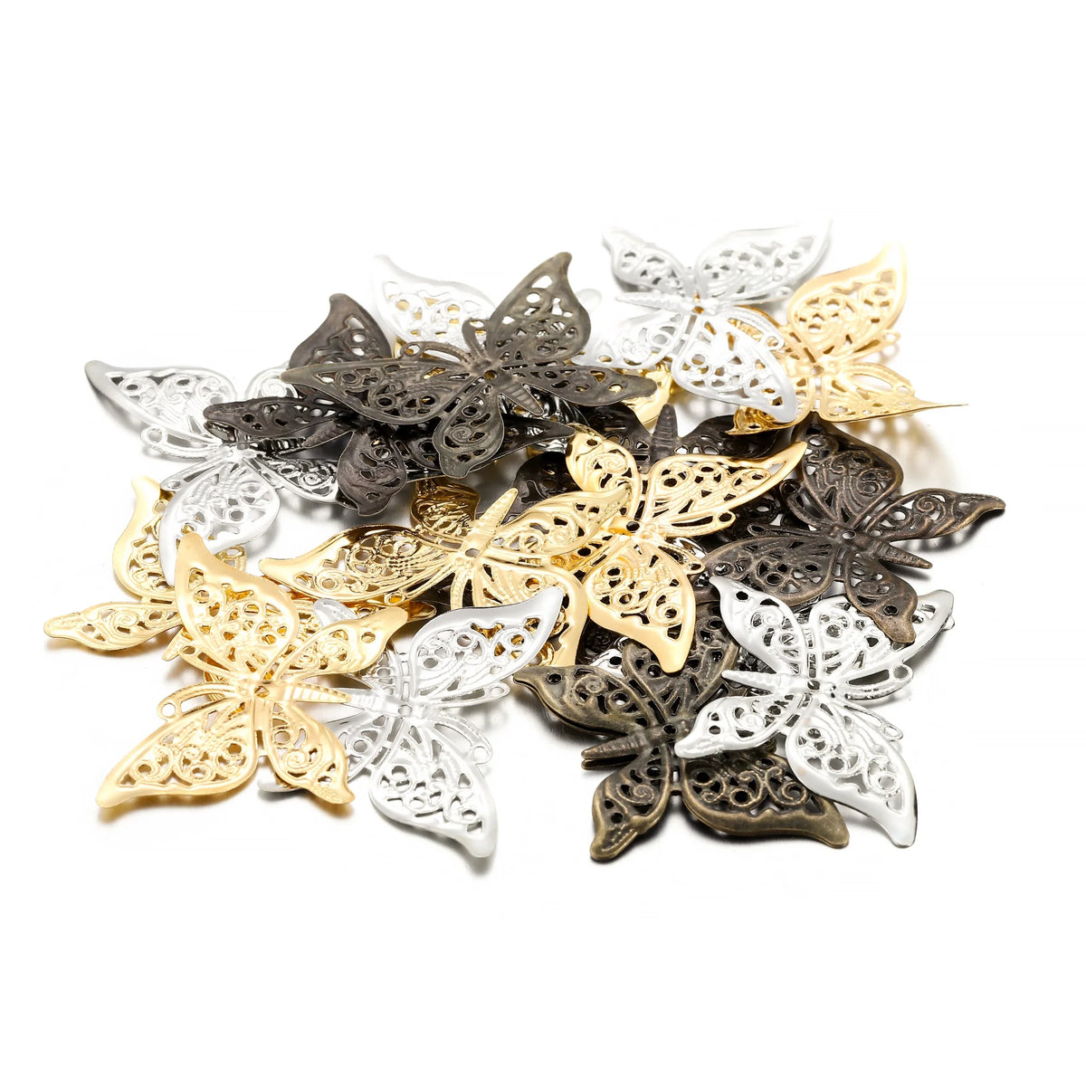 Jewelry Findings Butterfly Filigree Wraps Metal Charm Pendant DIY Jewelry Making