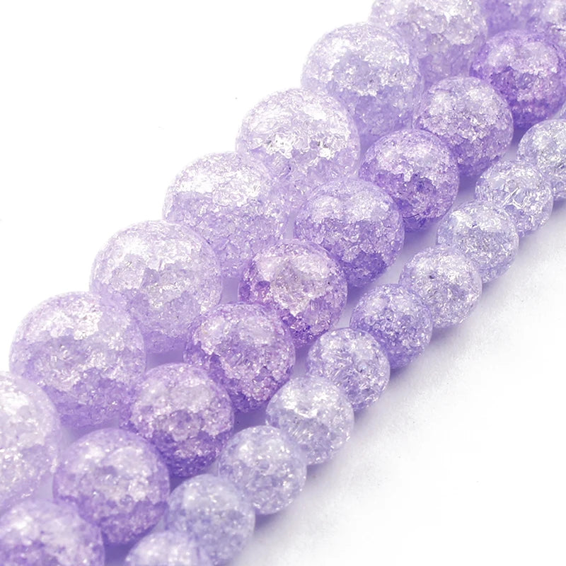 Stone Beads Round Multicolor Cracked Quartz-Style for DIY Jewelry Making